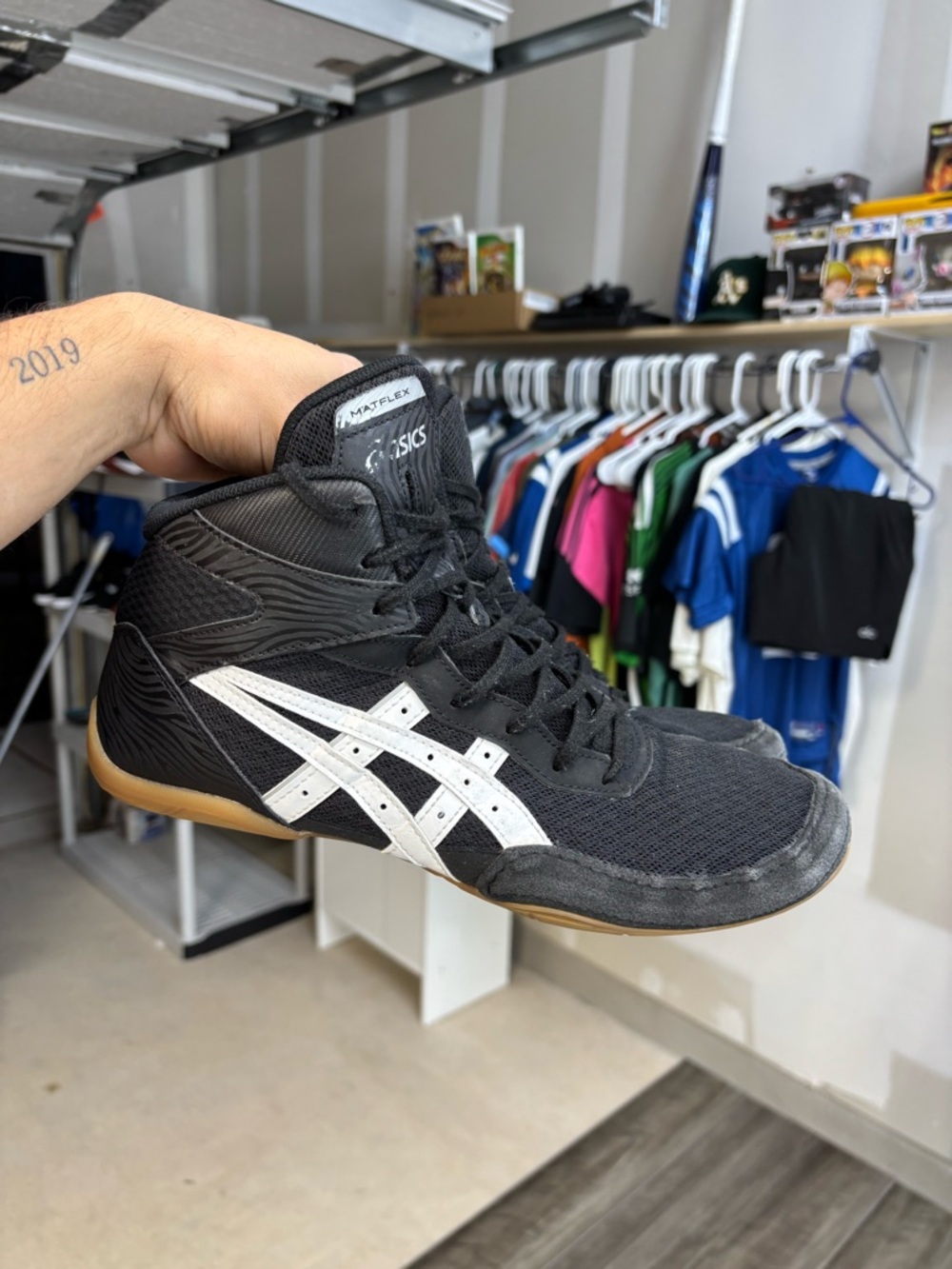 ASICS Matflex 7 Men's Wrestling Boxing Shoes Size 10 MMA Black
